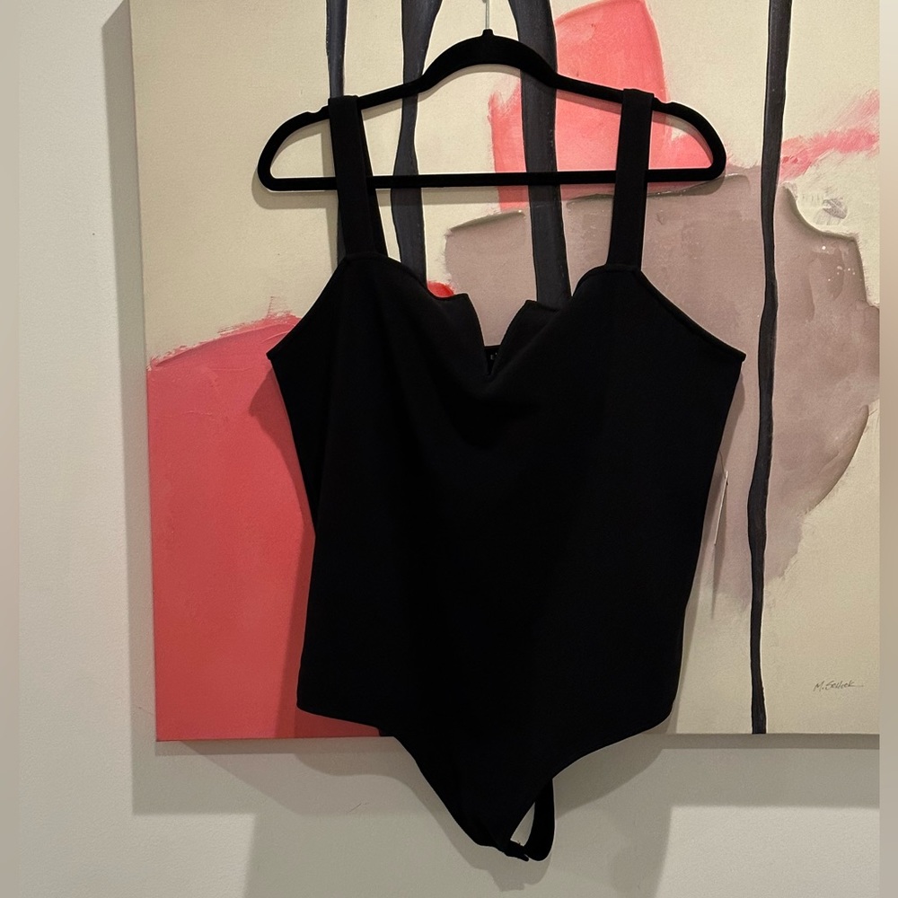 Express Black notch neck Tank Bodysuit NWT